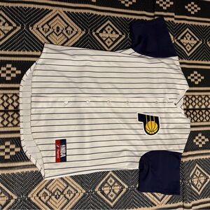 NBA Indiana Pacers stitched baseball jersey pinstripe awesome look size L